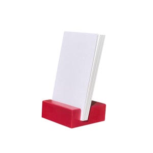 Impresionante portatarjetas de presentación de aluminio anodizado rojo de 2”: accesorio de escritorio moderno y llamativo, ideal para tarjetas cuadradas y verticales