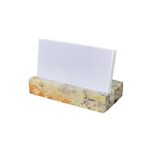 Elegante gebroken wit granieten visitekaartjeshouder | Opvallende koperkleuring | Natuurlijke stam | Prachtig cadeau voor artiest of kantoorprofessional