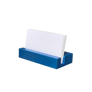 Personalisierbar Blau eloxierter Aluminium Visitenkartenhalter für Schreibtisch - Bold & Modern Schreibtischzubehör | Blauer Visitenkartenständer