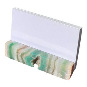 Green Crystal Card Holder | Business Card Holder Display | Agate Business Card Holder | Unique Crystal Business Card Holder for Desk