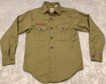 Boy Scouts of America Uniform Shirt Vintage Size 13 Green Khaki