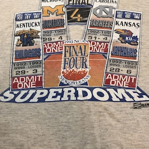 Vintage 1993 NCAA Final Four Basketball Shirt Logo Size M UNC Michigan Kansas UK