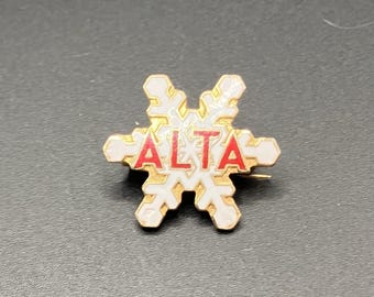 Insignia de recuerdo del área de esquí de Alta, montañas Wasatch, Utah, con forma de copo de nieve.
