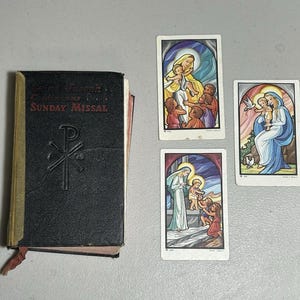 St.Joseph Kontinuierliches Sonntagsmessbuch 1957 & J. Gouppy Belgien Religiöse Kunstkarten