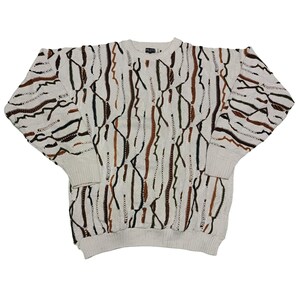 Vintage 90s Coogi Style Sweater- Men&#39;s Pullover Crewneck- Cosby Biggie- 3D Knit Sweater-Size L