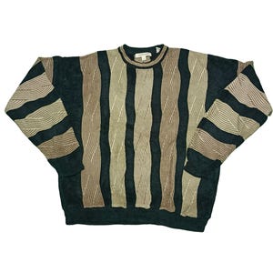 Suéter vintage de los años 90 estilo Coogi Pronto.Uomo, cuello redondo, para hombre, talla XL, jersey Cosby Biggie, textura multicolor