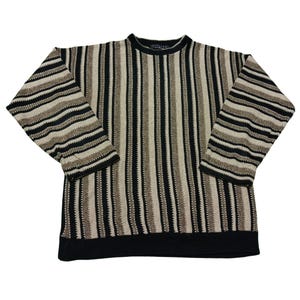 Suéter vintage de los años 90 para hombre, estilo Coogi, con textura 3D multicolor, cuello redondo, talla M