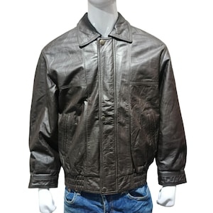 Vintage 90s Reaction Leather Jacket Size XL Fullzip Bomber Pockets Men's