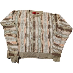 Suéter vintage estilo Coogi de J.Simon, años 90, para hombre, talla XL, multicolor, jersey de cuello redondo Cosby Biggie