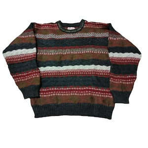 Vintage 90s Cerini   Coogi Style Sweater Cosby Biggie Jumper Crewneck Pullover Multicolor