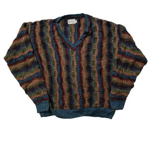 1980s/1990s Coogi Australia Authentic Colorful 3D Crazy V