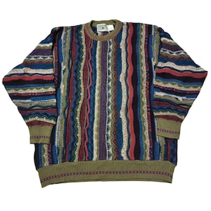 Vintage Idea Uomo Coogi Style Sweater- Size XL- Cosby Biggie- Multicoulor Pullover Crewneck- Jumper