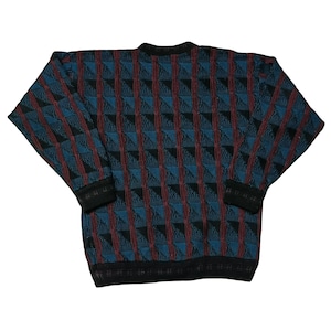 Suéter vintage estilo Coogi de los años 90 para hombre, talla XL, multicolor, con textura de punto 3D, cuello redondo, jersey Cosby Biggie
