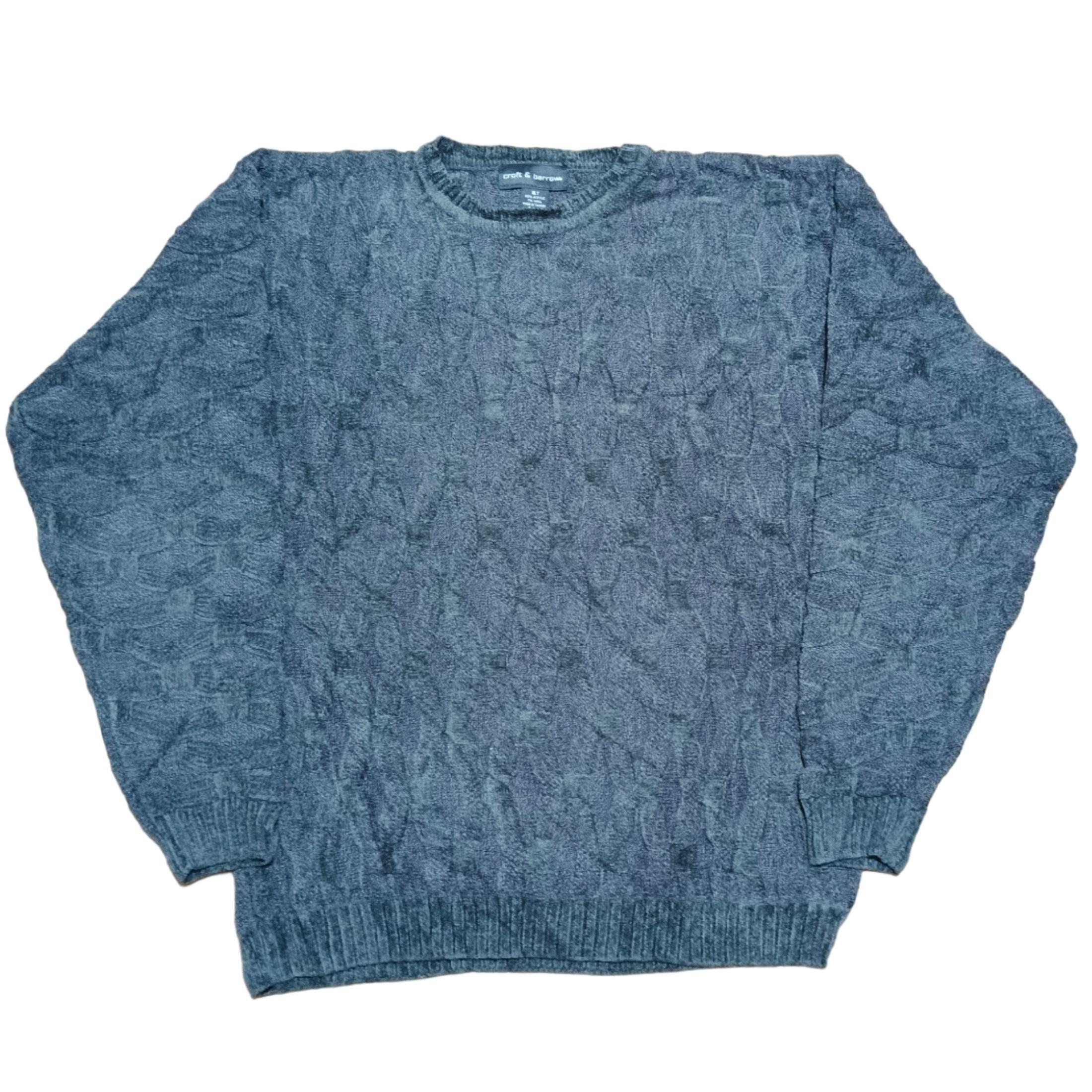 90s〜 croft&barrow velor knit Size M 90s Croft & Barrow Cardigan Striped Knit Sweater