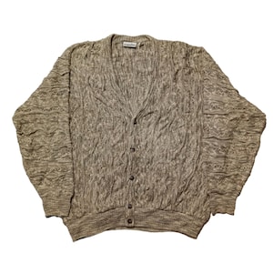 Vintage 90s Coogi Style Cardigan Sweater V-Neck Cosby Biggie Jumper