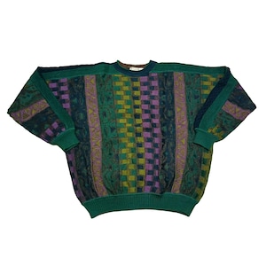 Vintage 90s St.Croix Coogi Style Sweater Pullover Multicolor 3D Knit Cosby Biggie Crewneck Size M Jumper