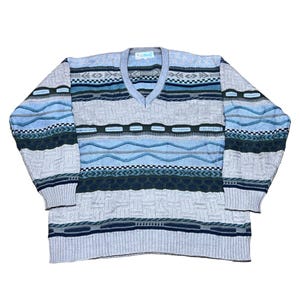 Vintage Coogi Style Sweater Multicolor Pullover Crewneck Cosby Biggie Jumper