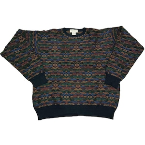 Vintage Coogi Style Sweater 90s Geometric Knit Pullover Crewneck 100% Wool Retro Aesthetic Streetwear Unisex Size XL
