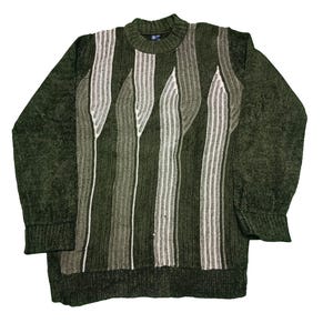 Vintage 90s Coogi Style Sweater Multicolor Pullover Crewneck Cosby Biggie Jumper 3D Knit Texture Size L