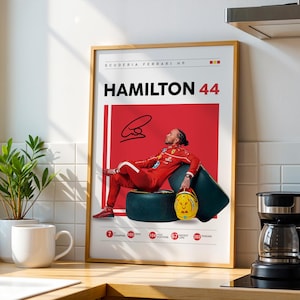 Pôster de Lewis Hamilton, impressão da Ferrari F1, presentes de F1, pôster esportivo, pôster de Fórmula 1, arte de parede de F1 7