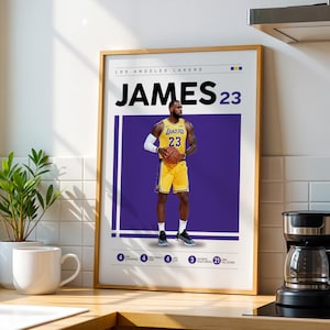 Lebron James Poster, Lakers NBA Print, Basketball Geschenke, Sport Poster, NBA Spieler Poster, Basketball Wandkunst 6