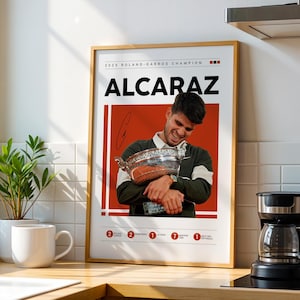 Póster de Carlos Alcaraz, Impresión ATP, Regalos de tenis, Póster deportivo, Póster de tenis, Arte mural de tenis 21