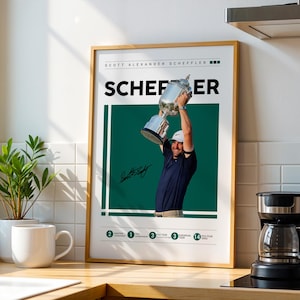 Póster de Scottie Scheffler, Impresión de golf, Regalos del PGA TOUR, Póster deportivo, Póster de golf, Arte mural de golf 17