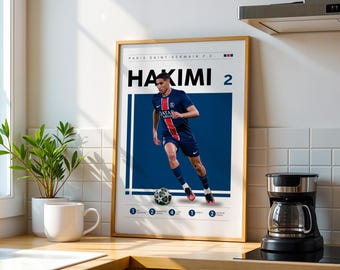 Achraf Hakimi Poster: PSG Fußball Poster (Digitaler Download)