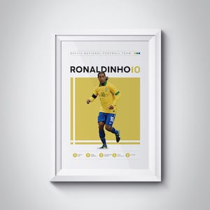 Ronaldinho Poster, Brazil Soccer Print, Soccer Gifts, Sports Poster, Football Player Poster, Soccer Wall Art, Sports Bedroom Posters