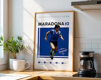 Diego Maradona Argentina Soccer Poster: Sports Wall Art (Digital Download)