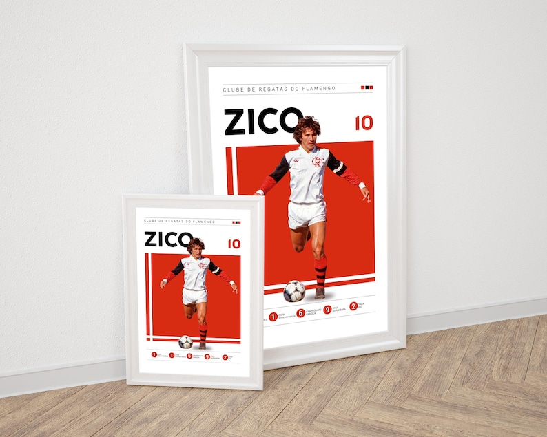 Póster de Zico Brasil, arte del Flamengo (descarga digital) imagen 3