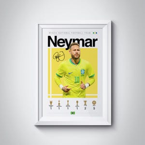 Neymar Poster, Brazil Soccer Print, Soccer Gifts, Sports Poster, Football Player Poster, Soccer Wall Art, Sports Bedroom Posters