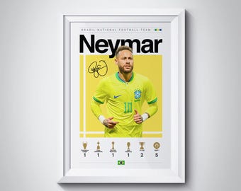 Neymar Brazil Soccer Poster: Sports Bedroom Wall Art (Digital Download)