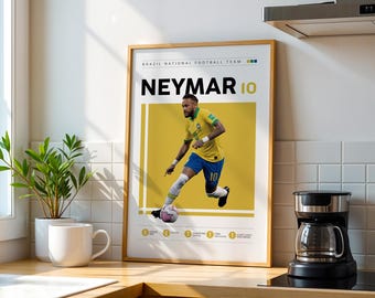 Neymar Brazil Soccer Poster: Sports Bedroom Wall Art (Digital Download)
