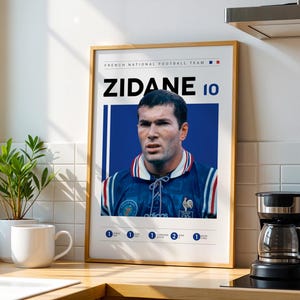 Cartaz de futebol da França com Zinedine Zidane: Arte de parede esportiva (download digital)