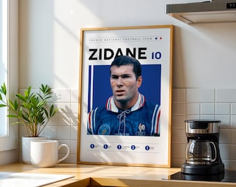 Zinedine Zidane Frankreich Fußball Poster: Sport Wandkunst (Digitaler Download)