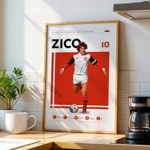 Póster de Zico Brasil, arte del Flamengo (descarga digital) imagen 1