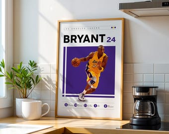 Affiche NBA des Lakers de Kobe Bryant : oeuvre d'art murale basketball (téléchargement numérique)