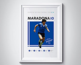 Diego Maradona Argentina Soccer Poster: Sports Wall Art (Digital Download)