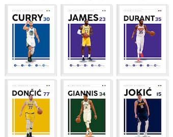 NBA Legends Poster: Curry, Lebron James, Doncic, Durant, Giannis, Jokic (Digital Download)
