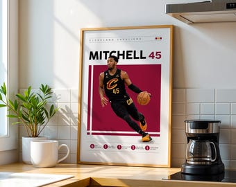 Poster Donovan Mitchell : impression NBA des Cleveland Cavaliers (téléchargement numérique)