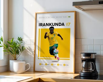 Nestory Irankunda Poster, Australia football Print, Soccer Gifts, Sports Poster, Football Player Poster, Soccer Wall Art 94