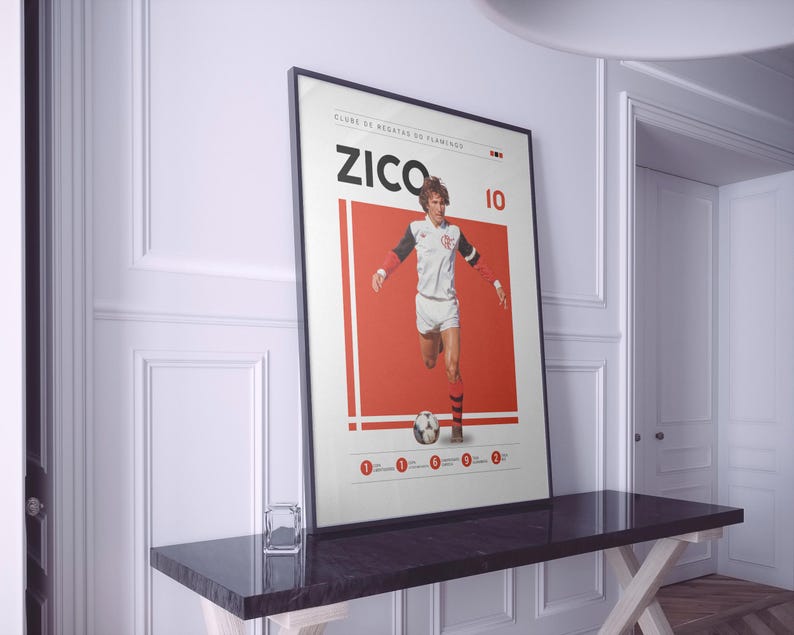 Póster de Zico Brasil, arte del Flamengo (descarga digital) imagen 4