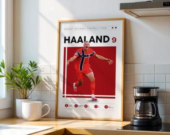 Erling Haaland Poster, Norway football Print, Soccer Gifts, Sports Poster, Football Player Poster, Soccer Wall Art 93