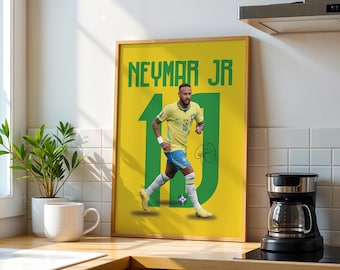 Neymar Jr Poster, Brazil Print, World Cup Gifts, World Cup Poster, Football Player Poster, Soccer Wall Art 6