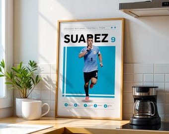 Luis Suarez Poster, Uruguay Print, Football Gifts, Sports Poster, Football Player Poster, soccer Wall Art 82