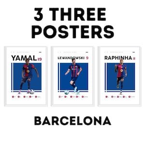 Barcelona Football Poster Set: Yamal, Lewandowski, Raphinha (Digital Download)