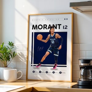 Ja Morant Poster: Grizzlies NBA Print, Basketball Wall Art (Digital Download)
