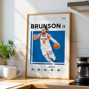 Jalen Brunson Poster, New York Knicks NBA Print, Basketball Gifts, Sports Poster, NBA Player Poster, Basketball Wall Art 19