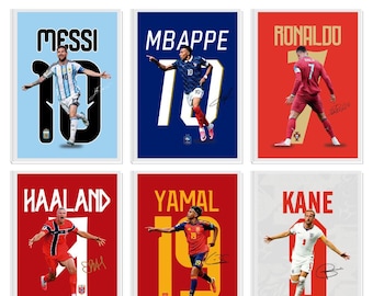 World Cup 2026 Soccer Star Poster Bundle: Ronaldo, Mbappe, Messi, Kane, Haaland, Yamal(Digital Download)
